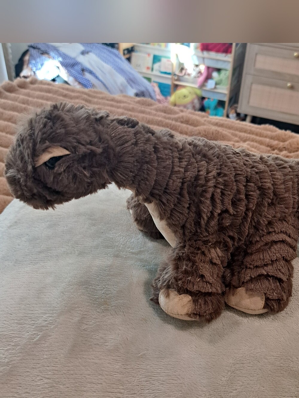 Animal Adventure Brontosaurus Dinosaur Plush Stuffed Brown Tan Soft 18”